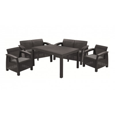 Keter zahradní set Corfu FIESTA grafit (2x křeslo + 2x lavice + stůl)